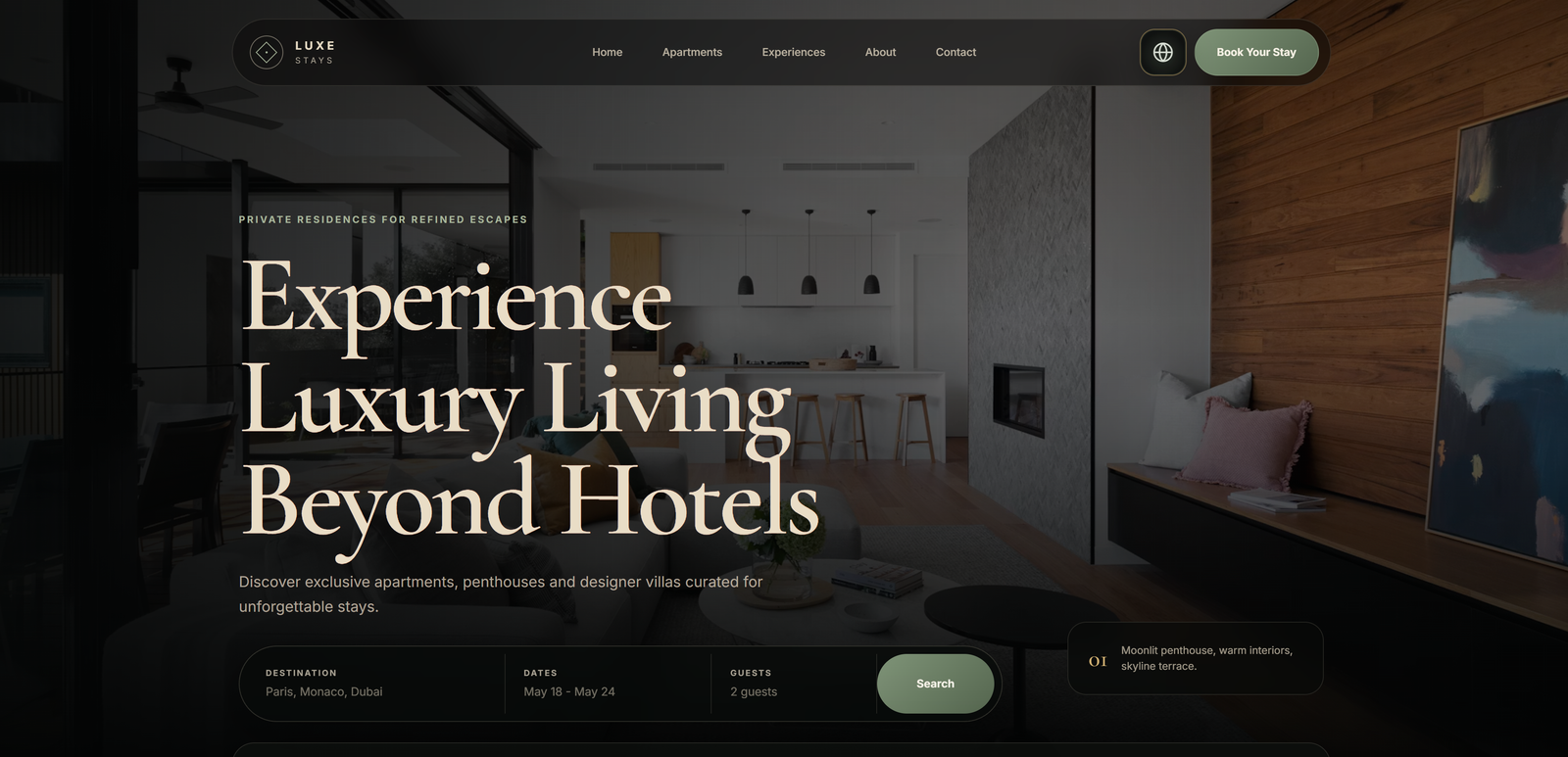 Preview of LUXE STAYS, a luxury private residence rental experience