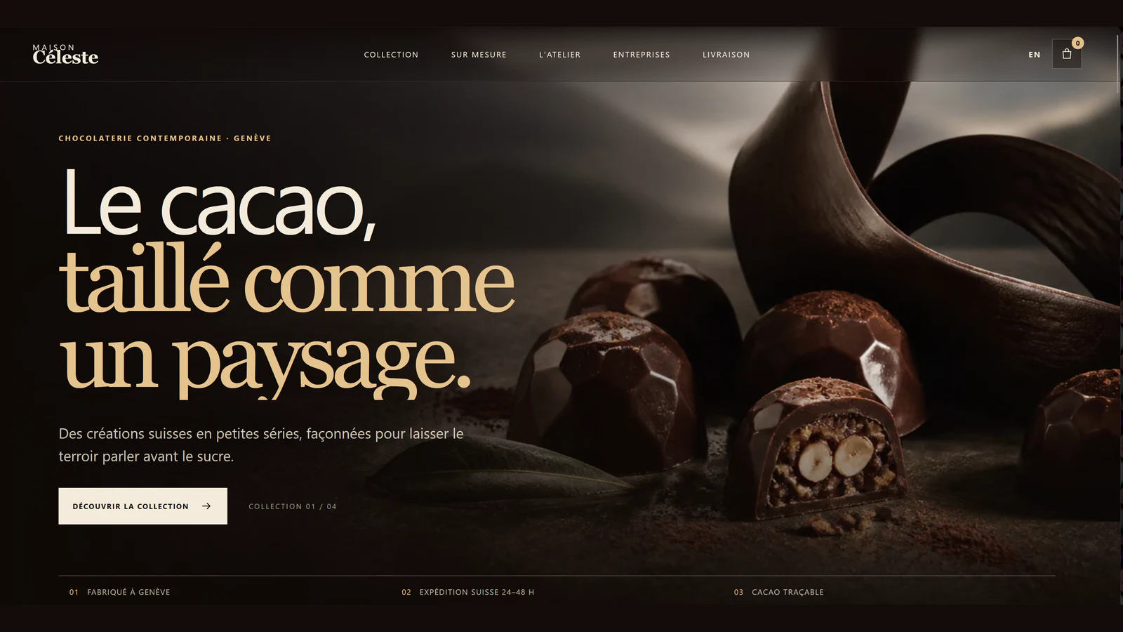 Aper&ccedil;u du configurateur de chocolats Maison C&eacute;leste
